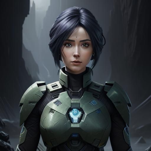Realistic Cortana Bust: Detailed Matte Painting