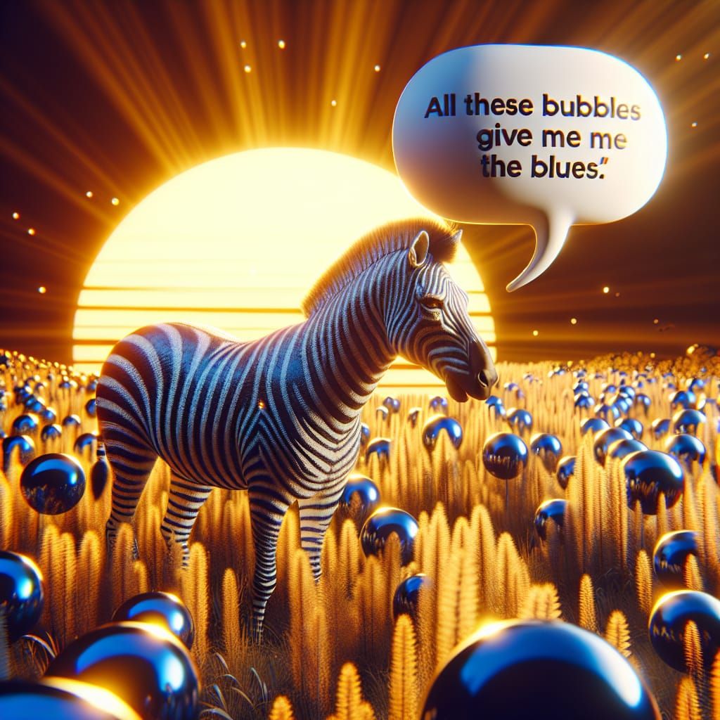 Blue Zebra in Golden Hour, 3D Render