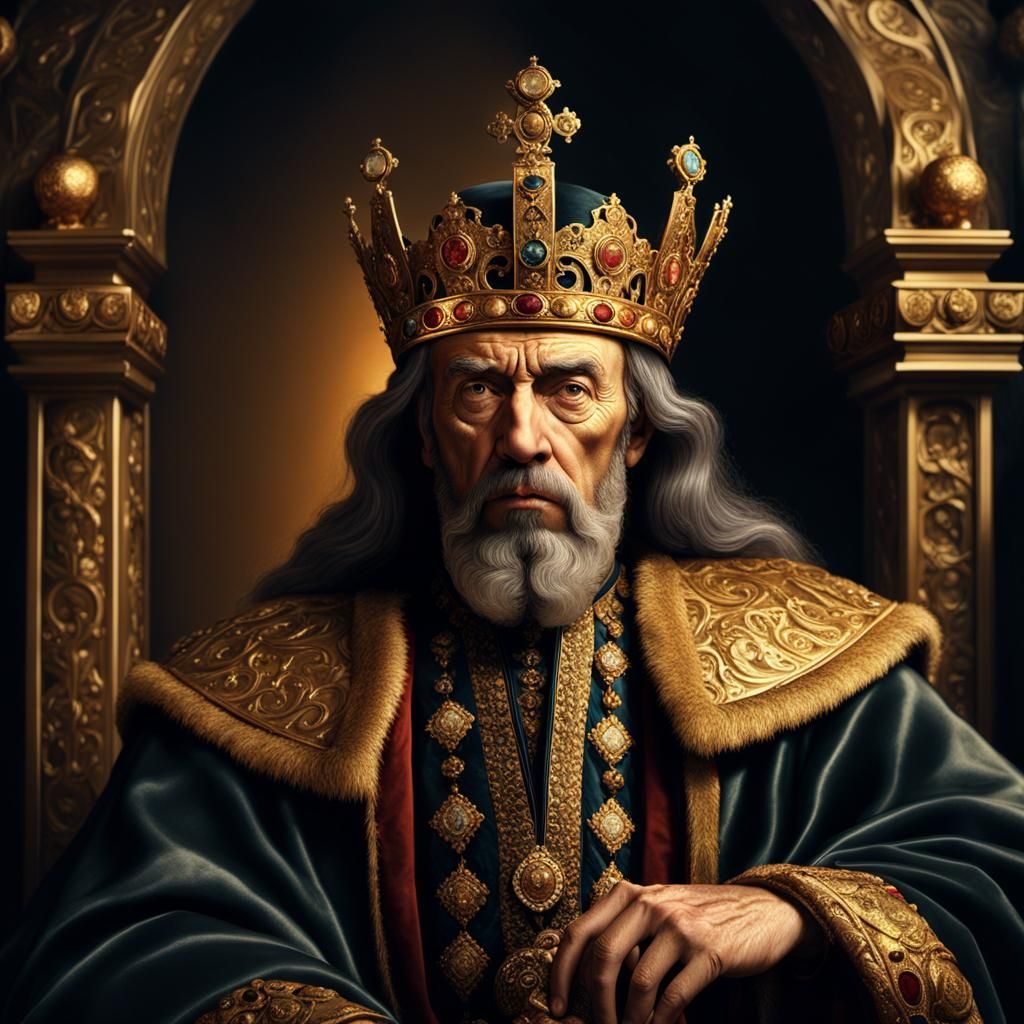 Ivan the Terrible on Golden Throne, Dramatic Portrait