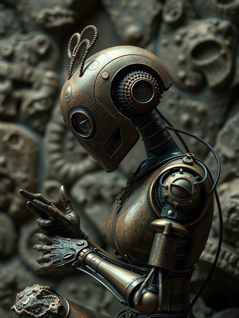 Bronzepunk Biodroid Motherboard with Iris Folding