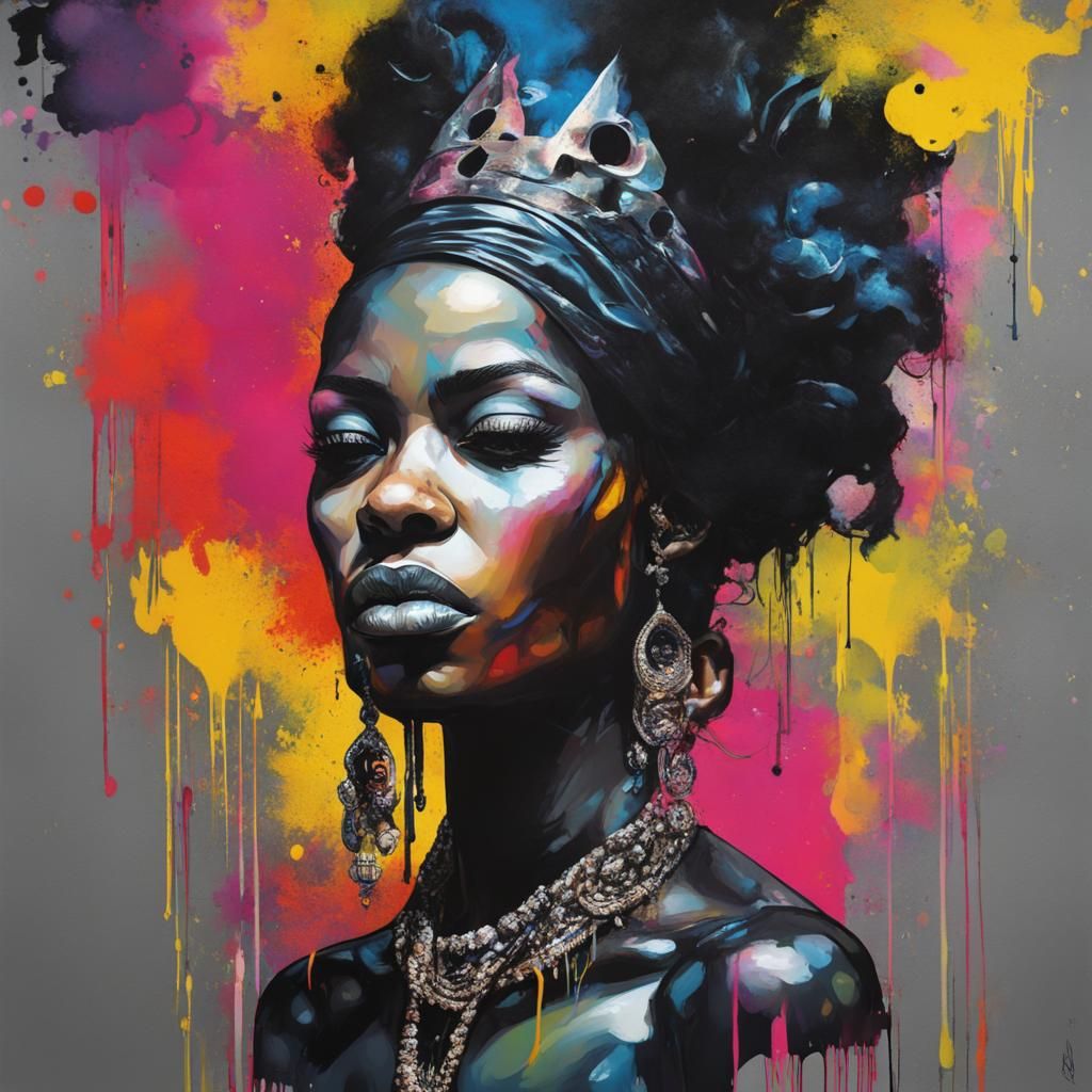 Black Queen Graffiti Art Portrait