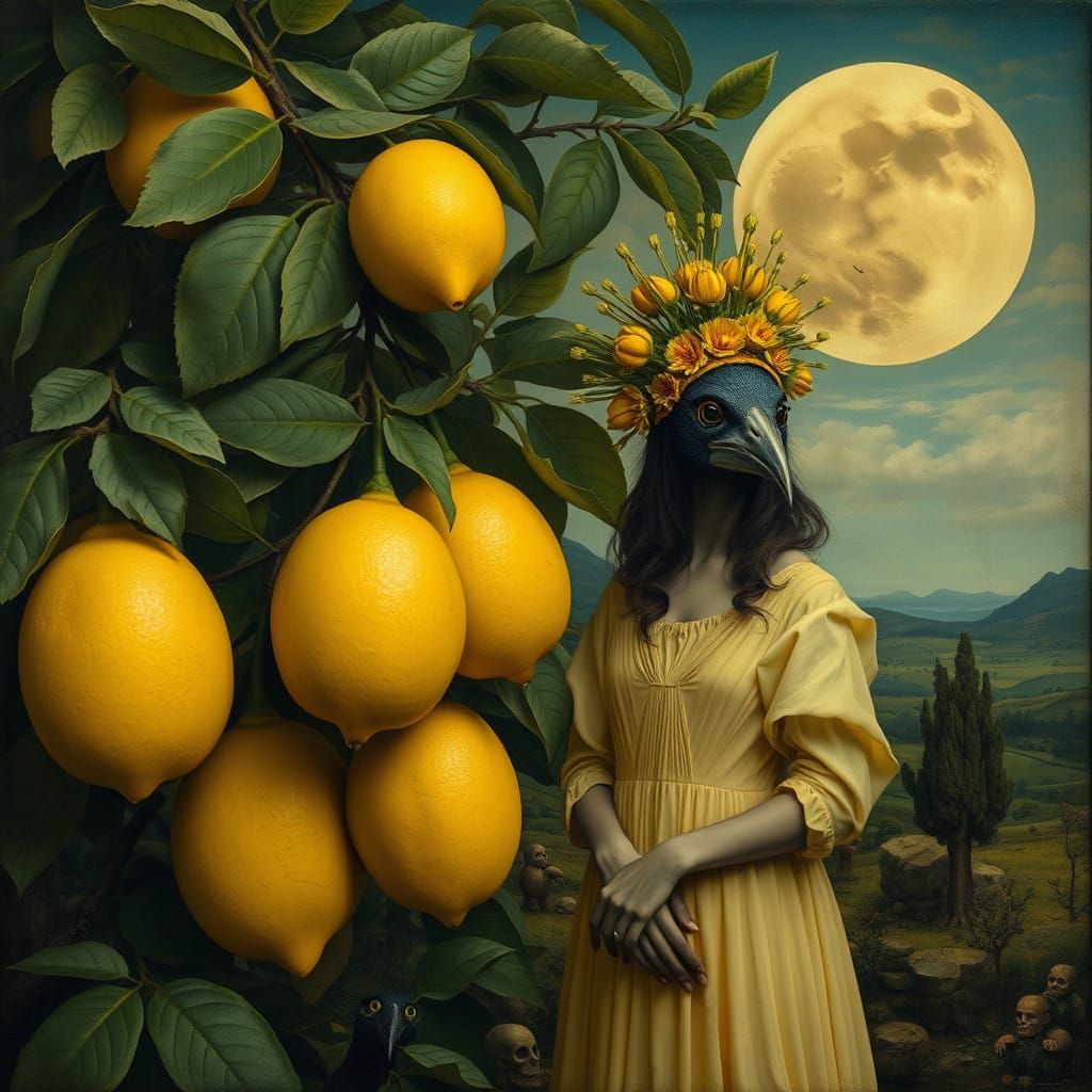 Gothic Lemon Tree in a Whimsical Dreamscape