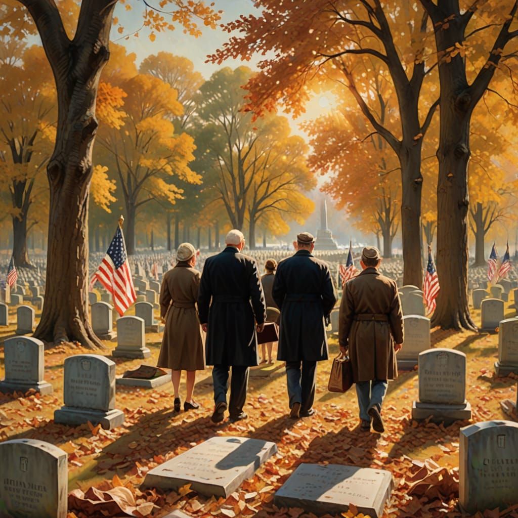 Memorial Day Historic Oil Painting of Graves