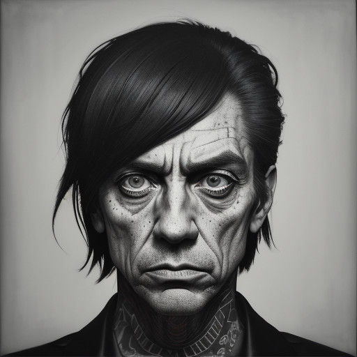 Stylized Portrait of Iggy Pop in Stencil Art