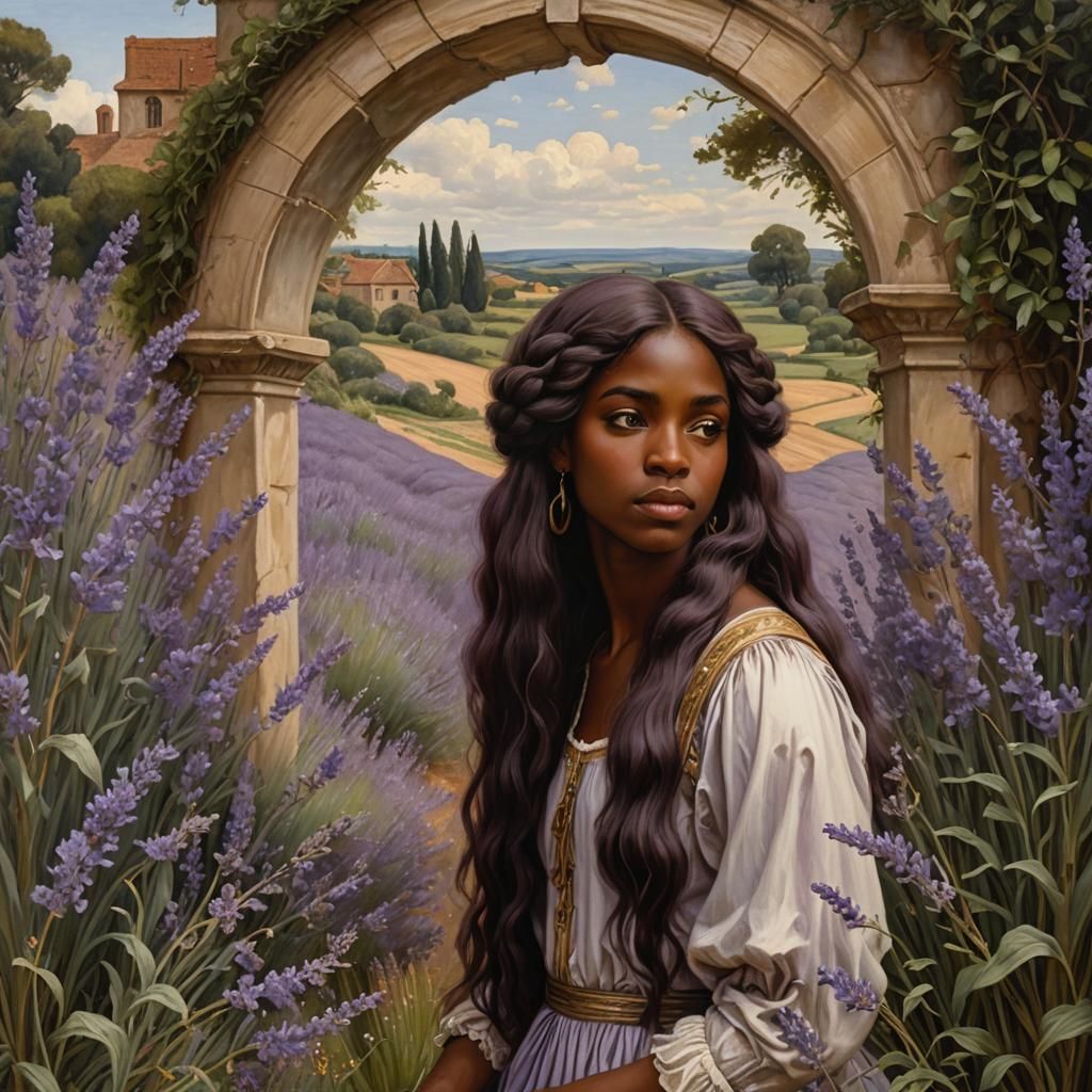 Pre-Raphaelite Portrait in Lavender Field
