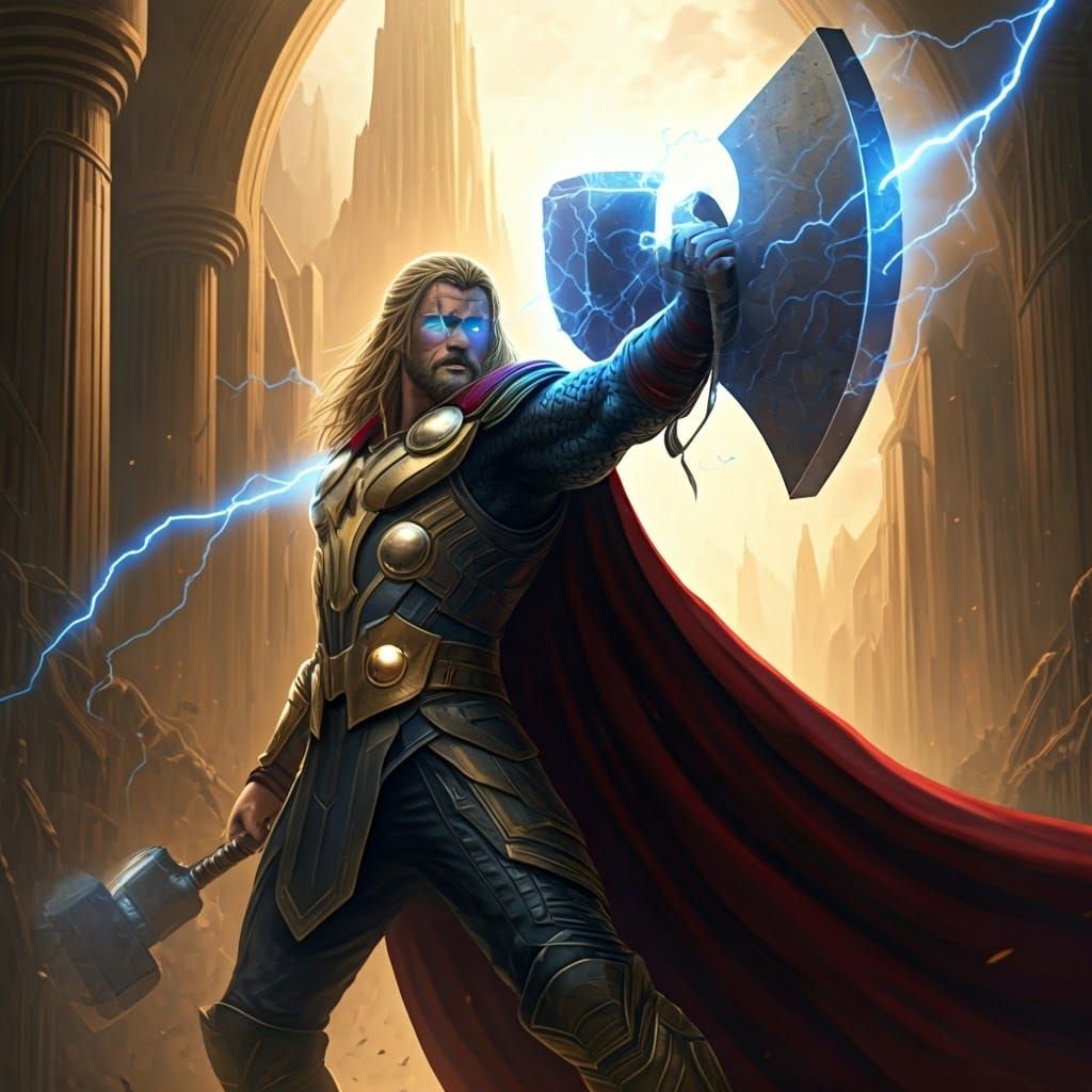 Thor Hurls Mjolnir at Wu-Tang Logo