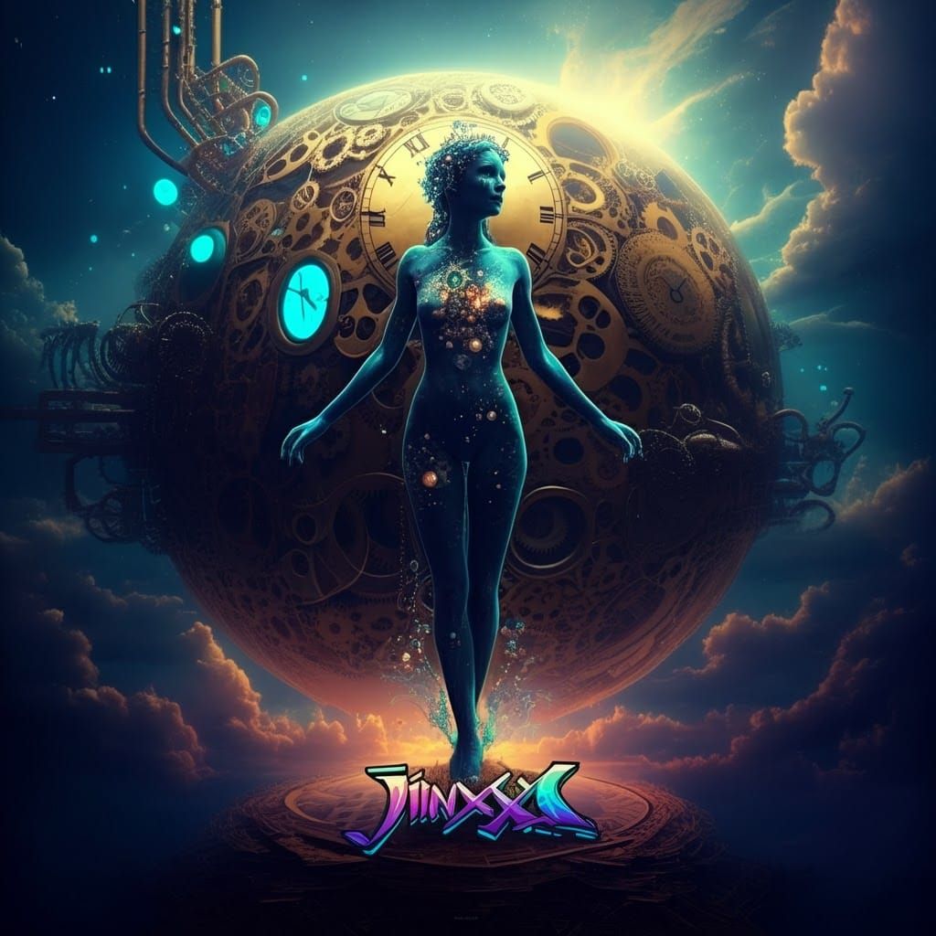 Steampunk Woman on Mechanical Planet