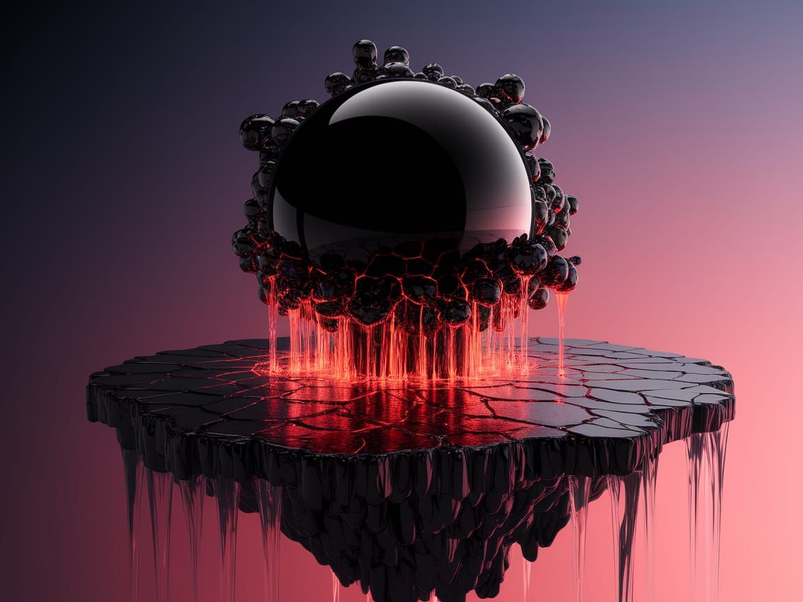 Surreal Biomechanical Portal Unfurls from Obsidian Island in...