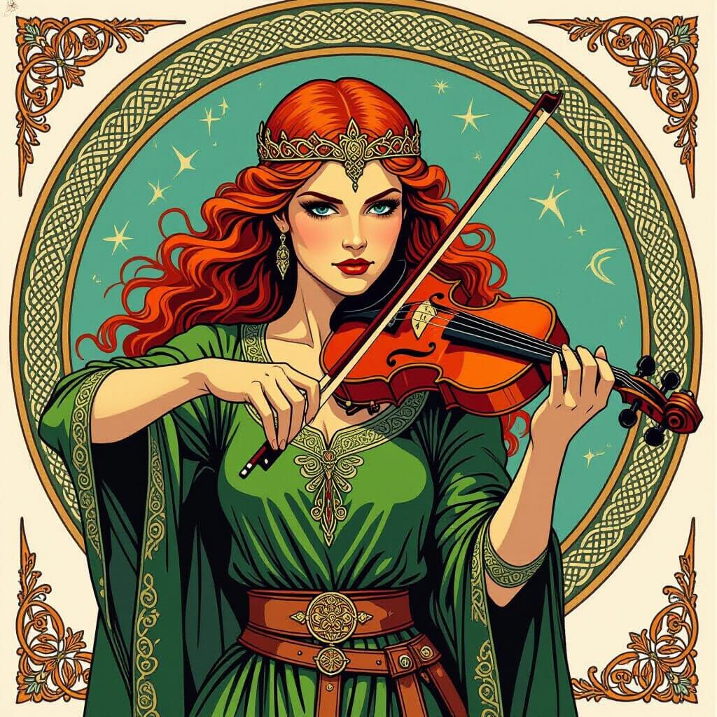 Celtic Princess with Demonic Influence in Mystical Style