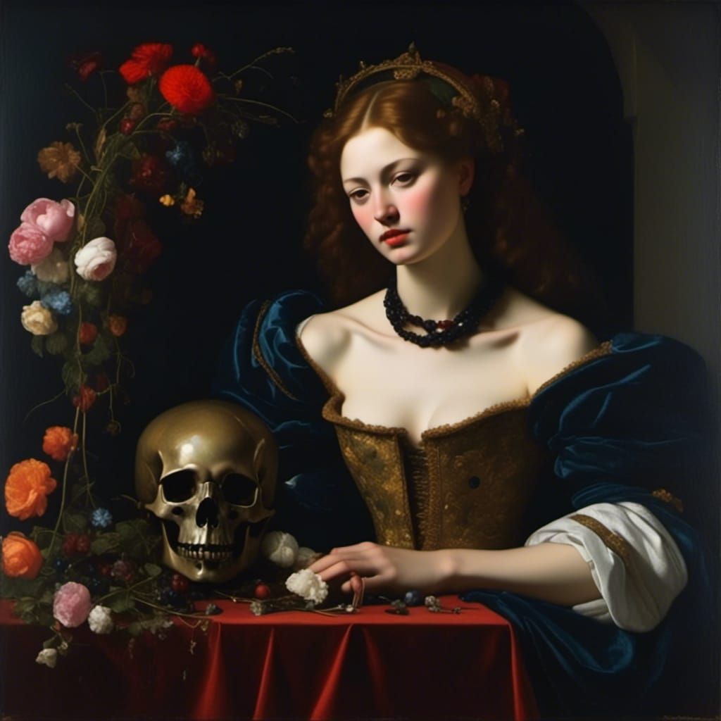 Belle jeune femme effrayante représentant la mort,...