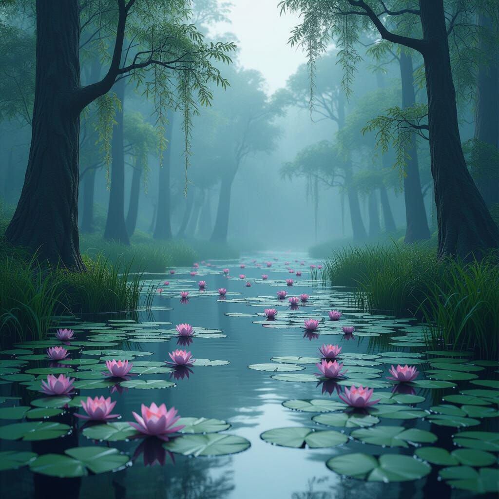 Dreamy Swamp in Game Art Style