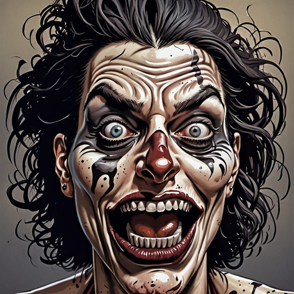 Gouache Landscape with Ravines in Hudson River School Style