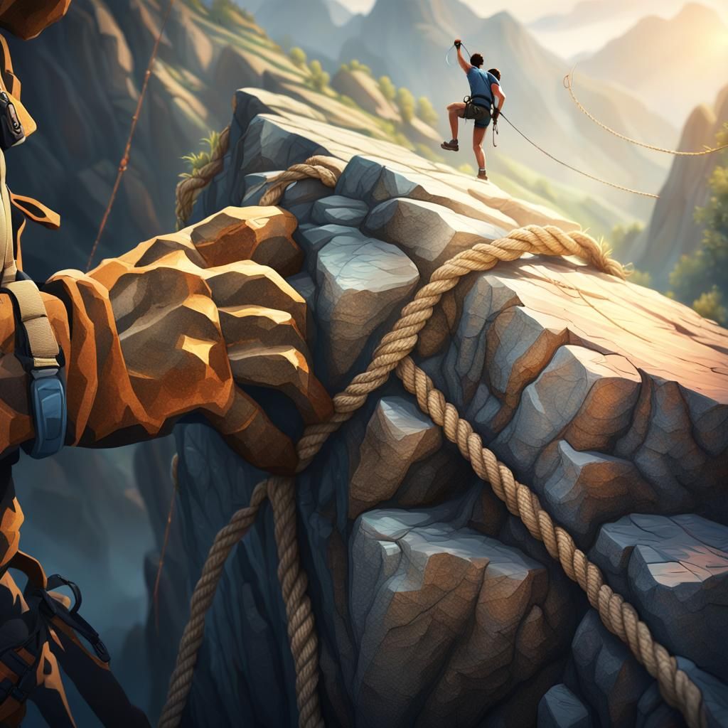 Hyper-Realistic Climber Concept Art on Misty Peak