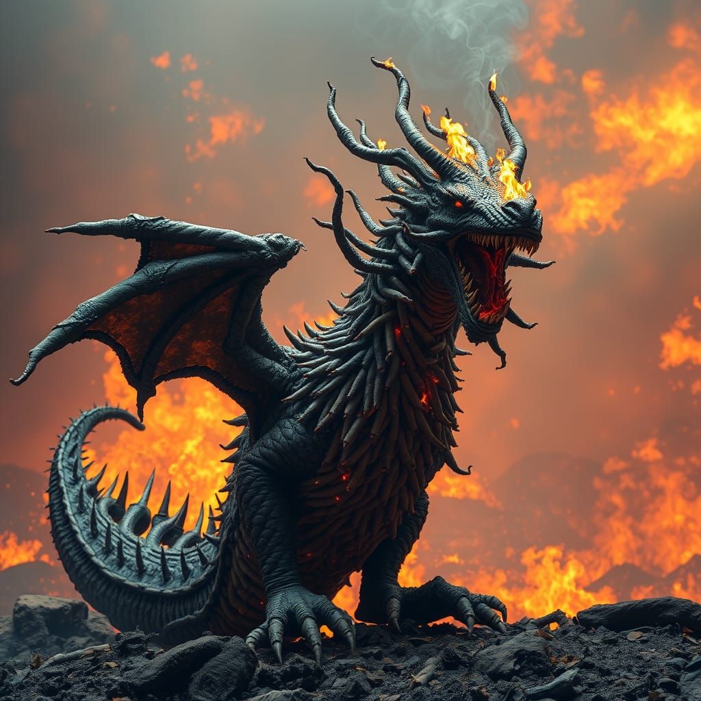 Gigantic Cigarette Dragon in Biomechanical Style