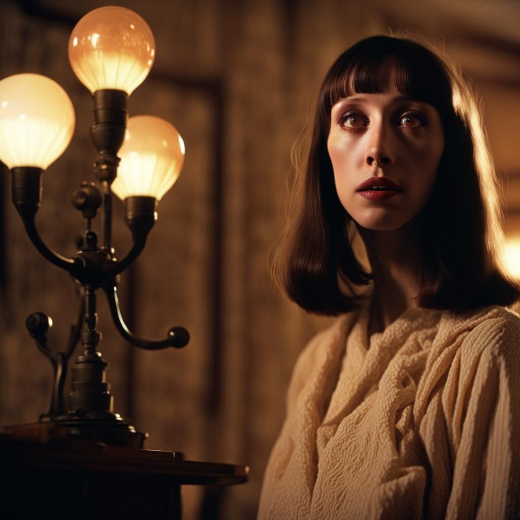 Nostalgic Film Still of Young Woman in Dreamlike Setting