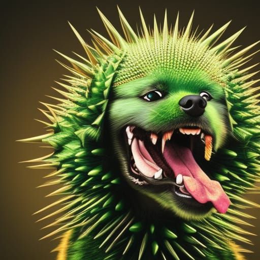 Dog, Cactus green and covered in spikes