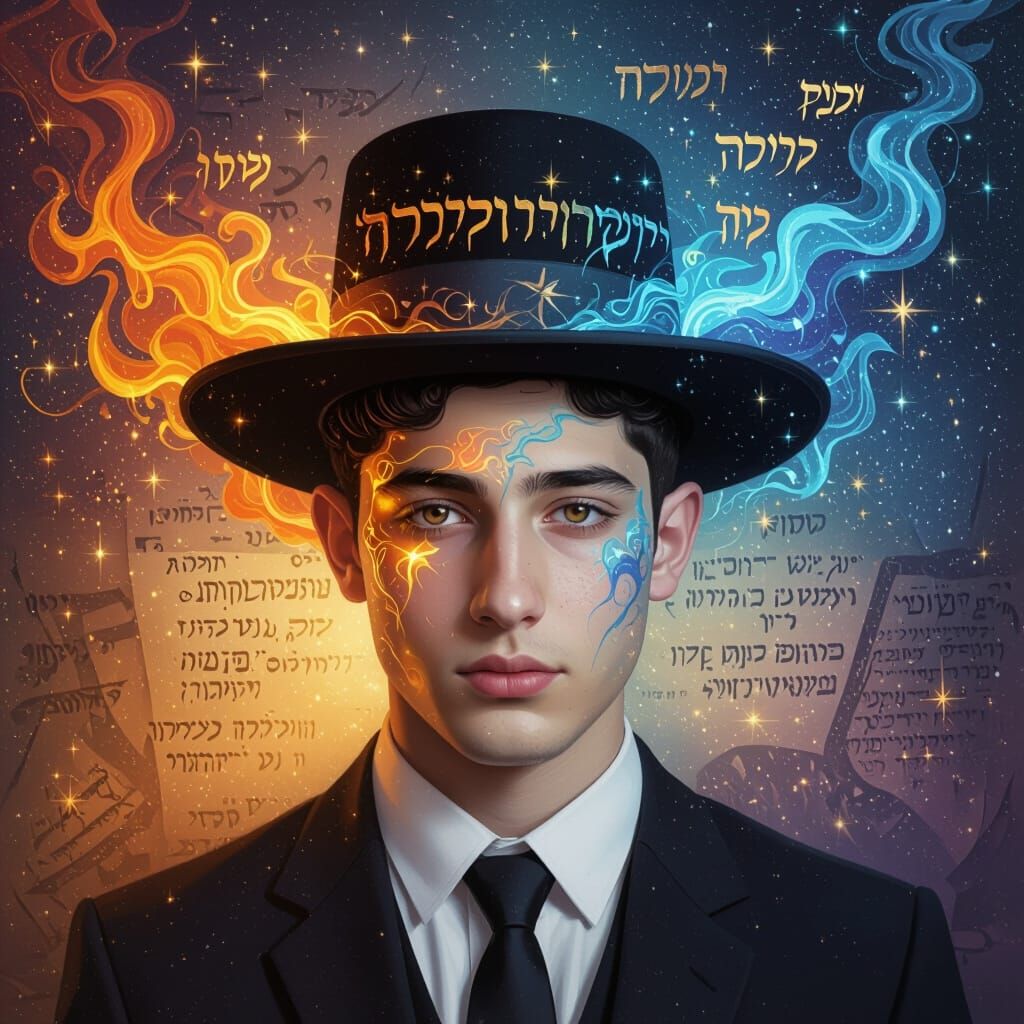 Surreal Portrait: Haredi Man in Digital Art Style