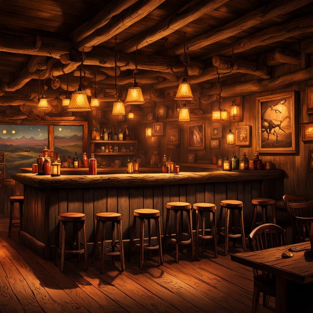 Golden Hour Saloon in Rustic Western Style