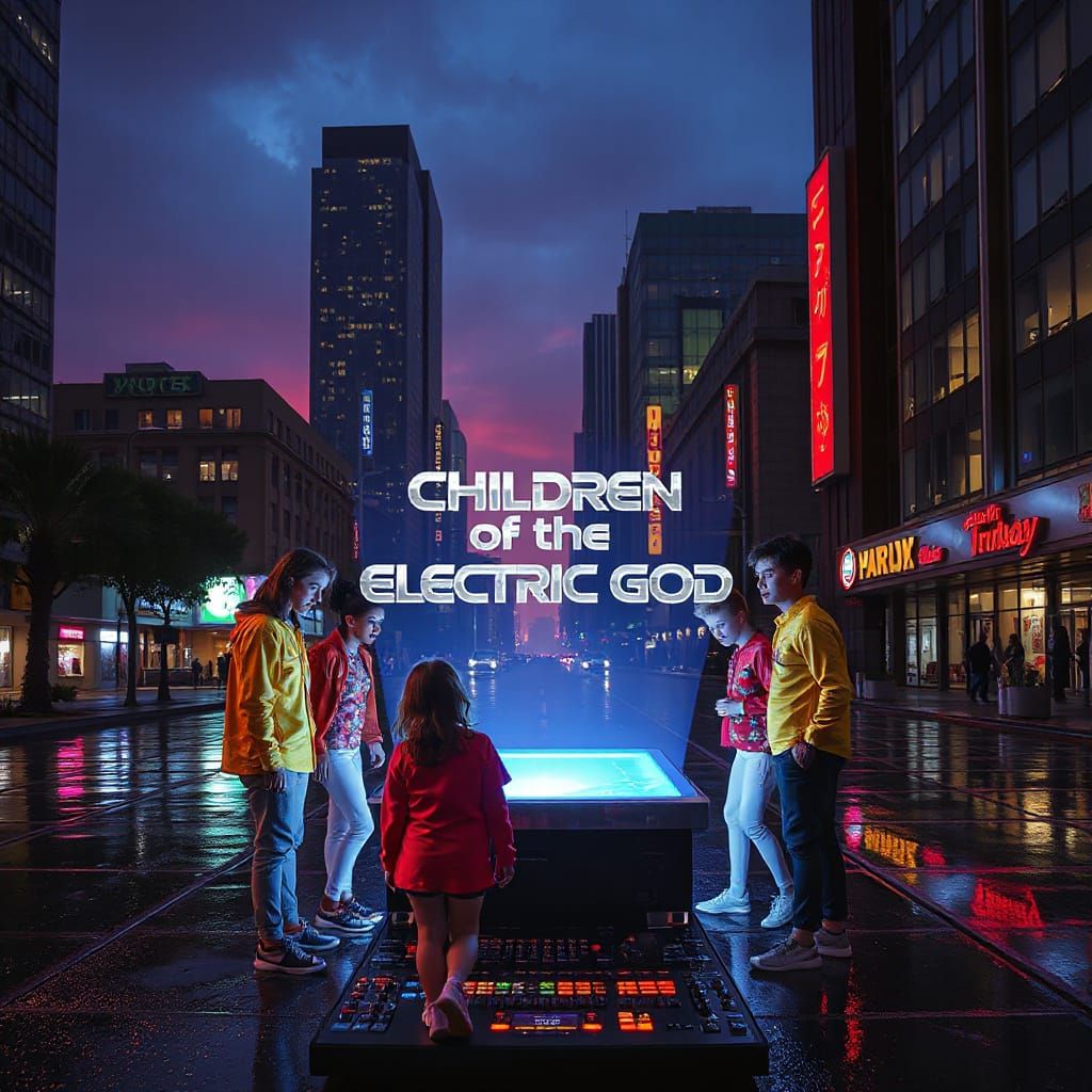 Neon Cityscape at Dusk, Electric God Console