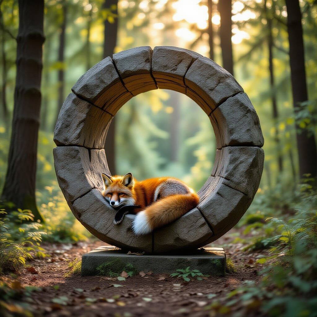 Gigantic Stone Rocking Chair in Forest Clearing