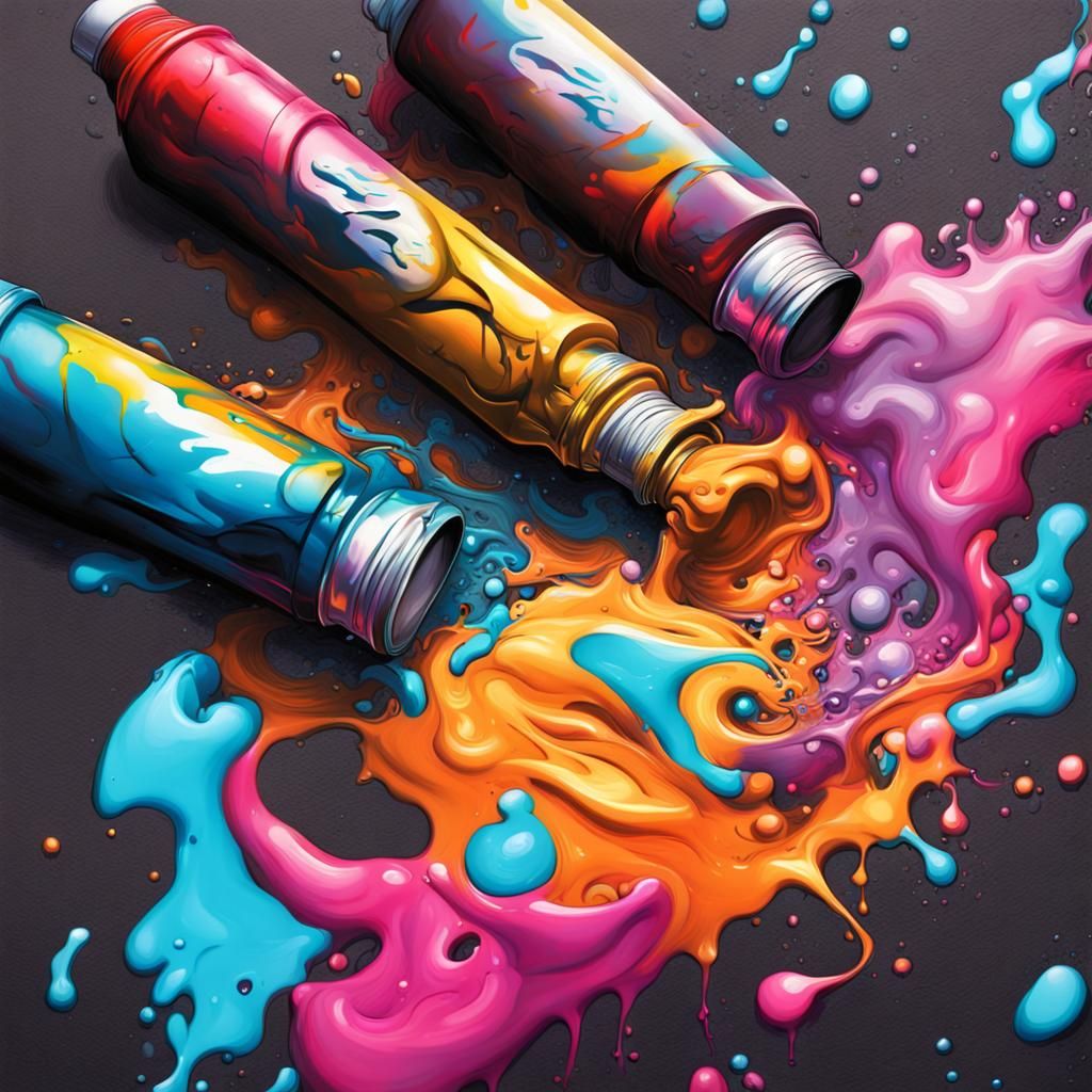 Colorful Vaporwave Graffiti Art in Polychromatic Style