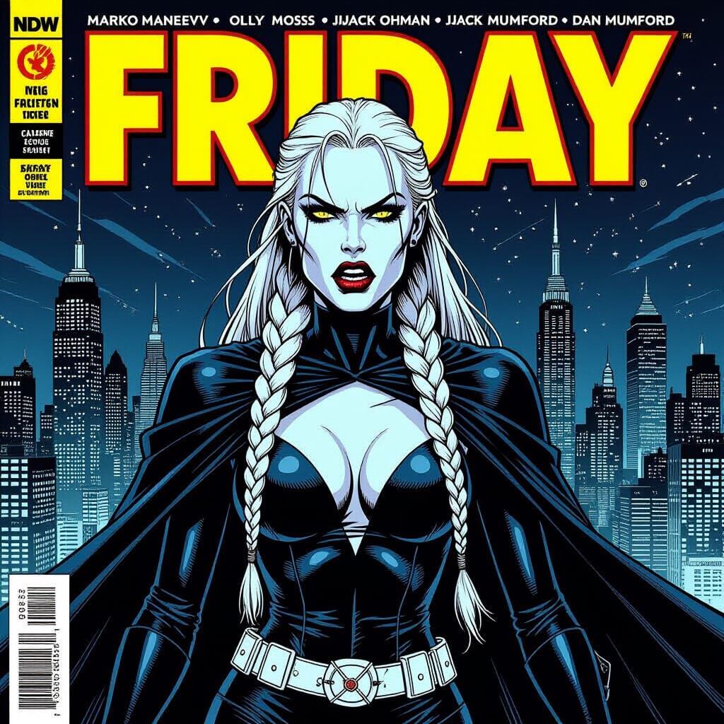 Comic Book Cover: Female Supervillain "Friday" in Pop Art St...
