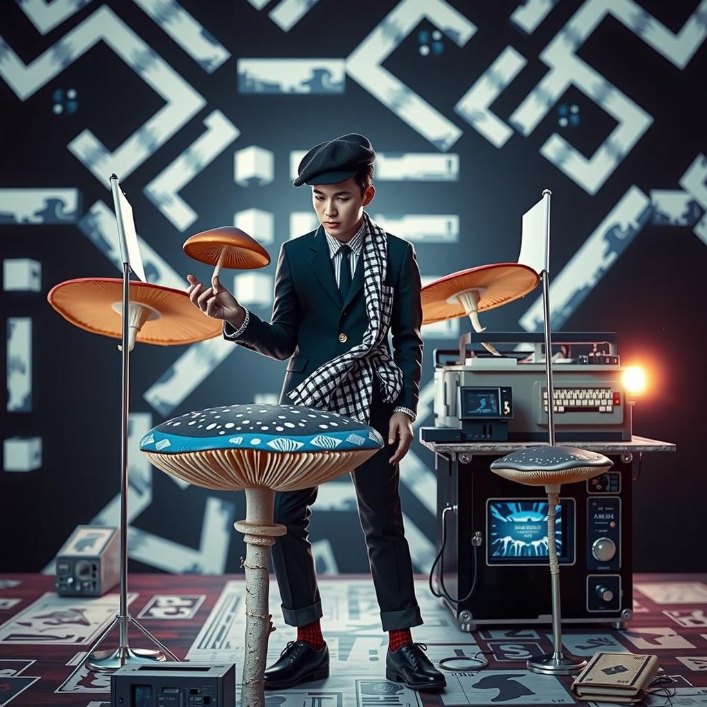 Porcelain Bureaucrats in Dystopian Mushroom Landscape