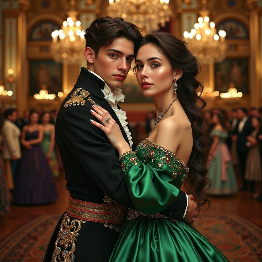 Tsarina Dances in Winter Palace, Photorealistic Style