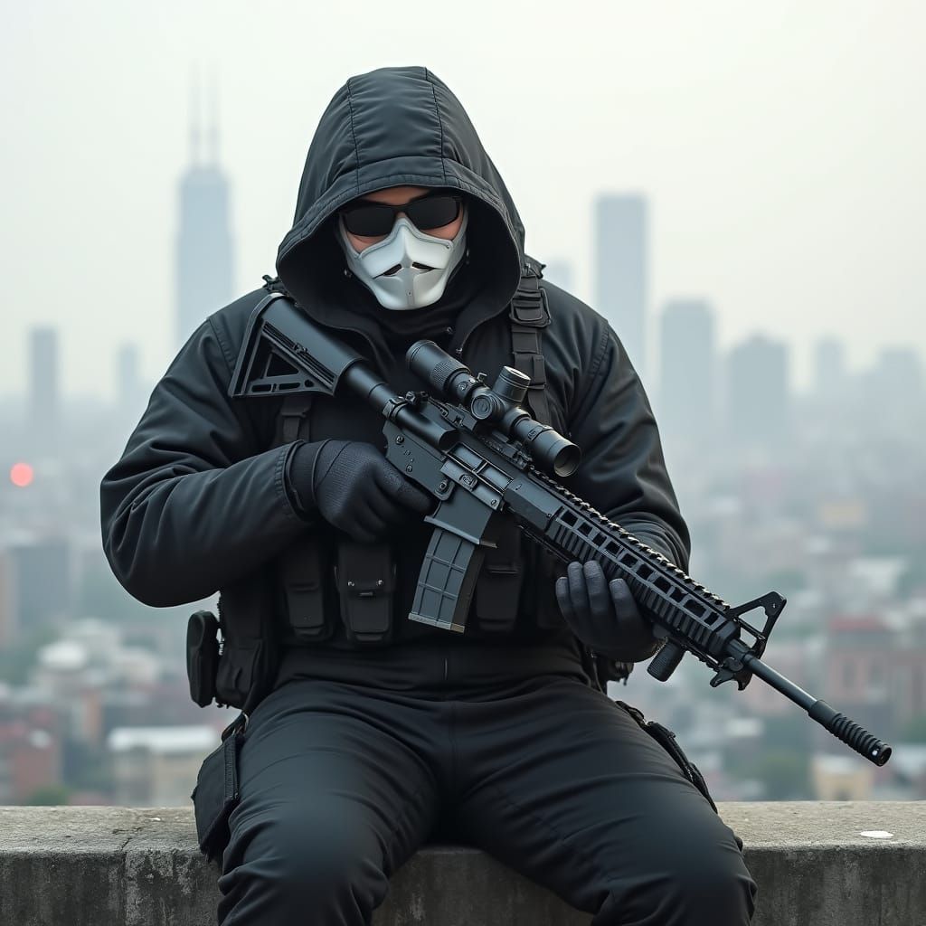 Futuristic Soldier Concept Art with Sniper Rifle