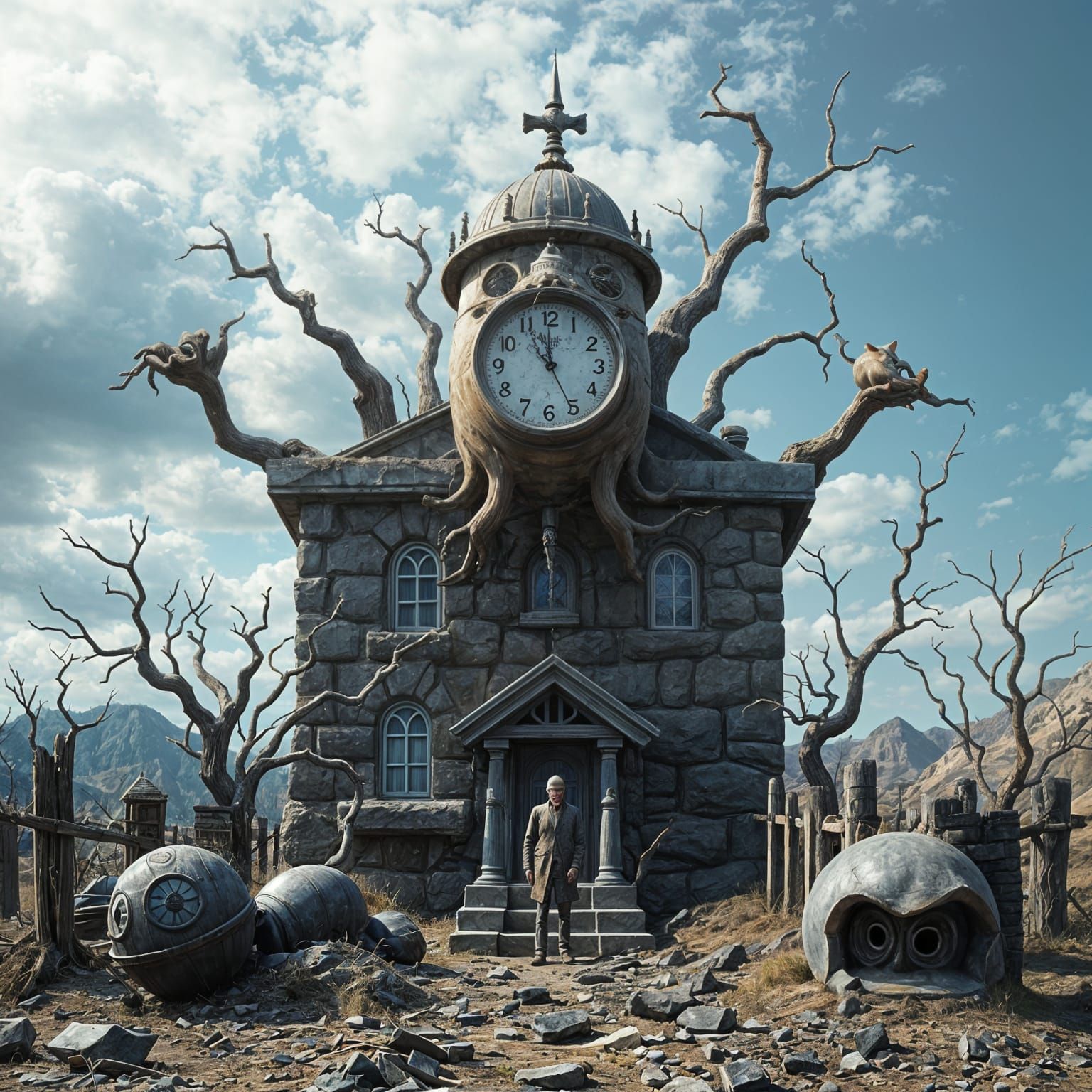 Surreal Depiction of Time Creeping By