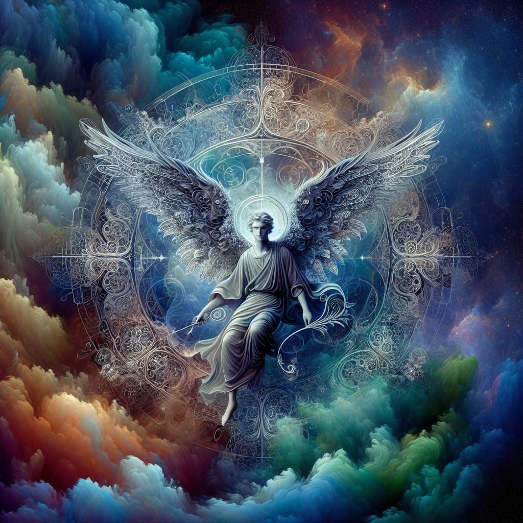 Hydrokinetic Angel in Galactic Digital Art