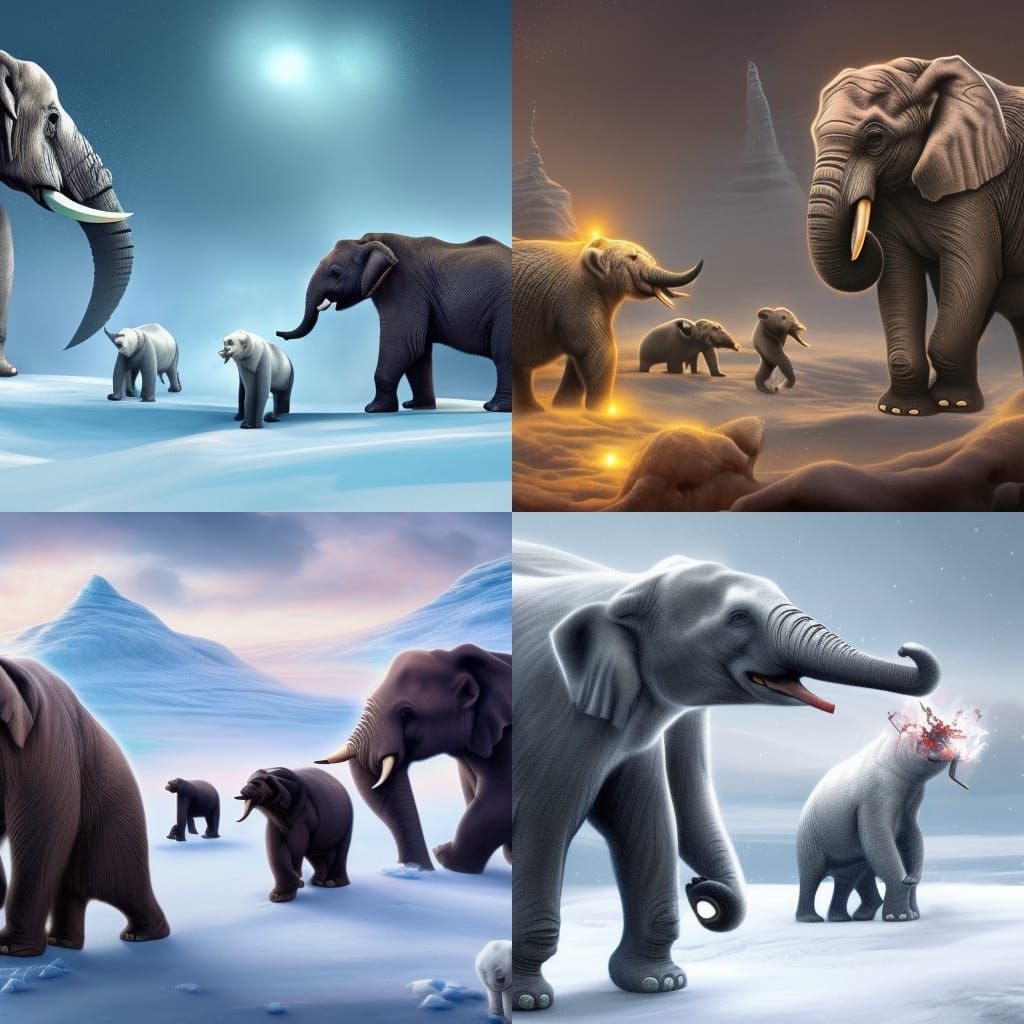 Elephants Trampling Polar Bears with Magic