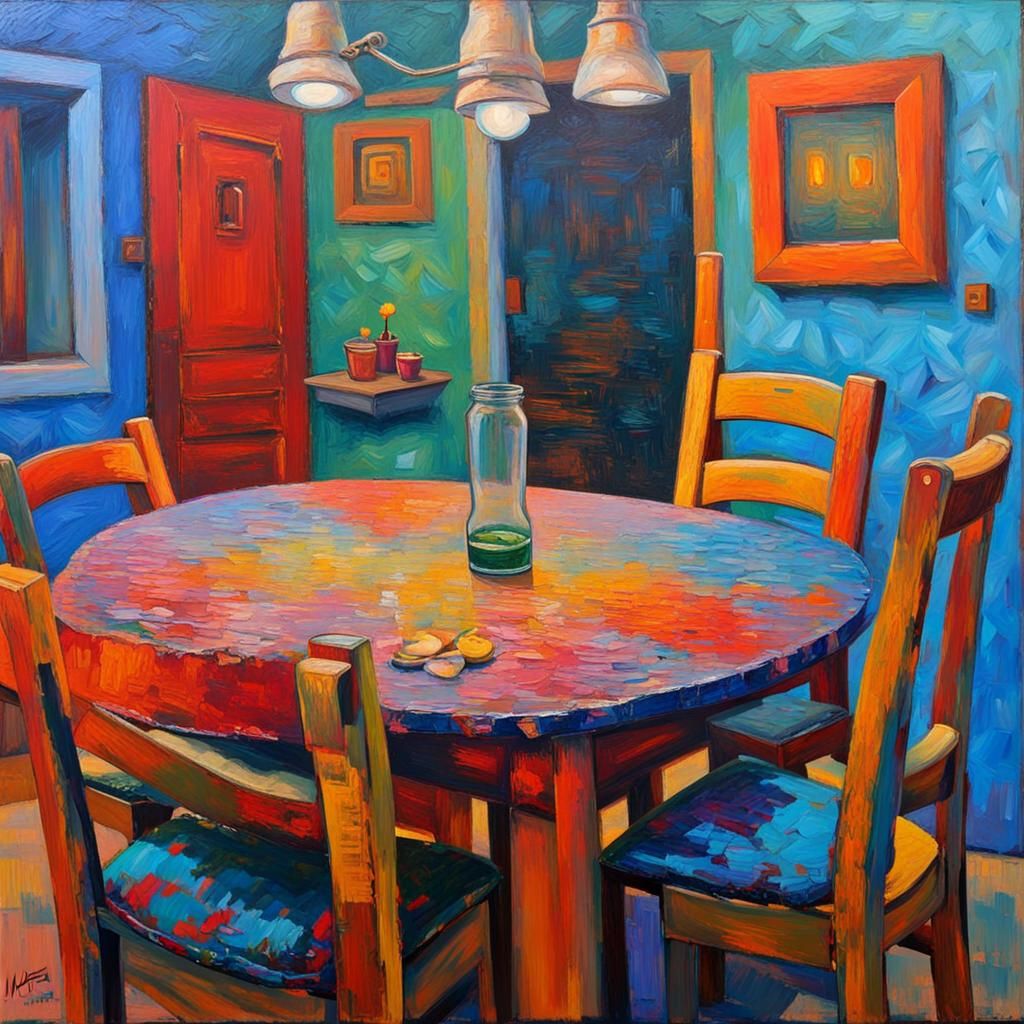 Expressionist Oil Painting with Thick Impasto Texture