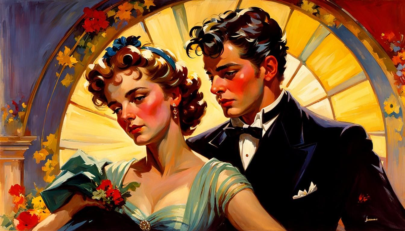 Romantic 1950s Dance in Art Nouveau Style