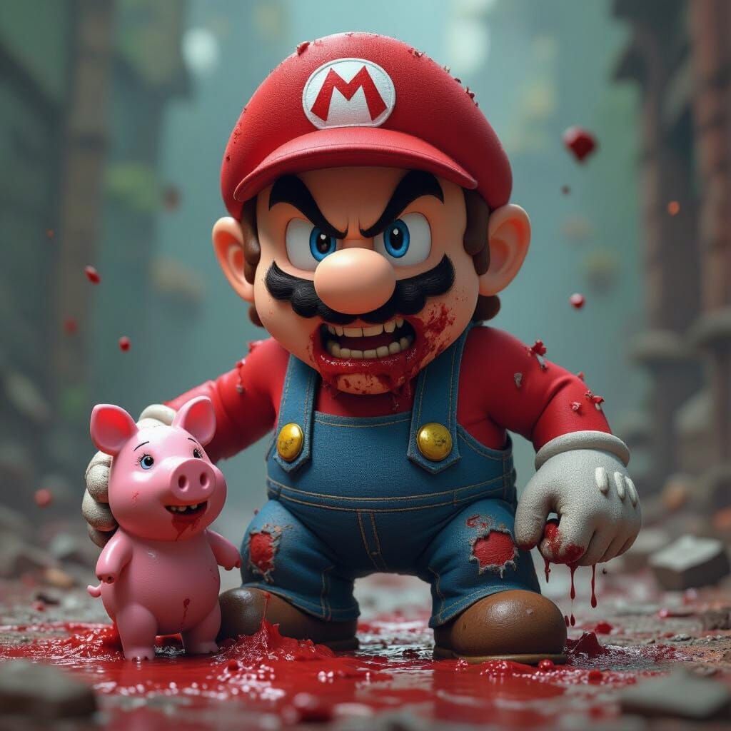 Fierce Super Mario Devours Peppa Pig in Gory Scene