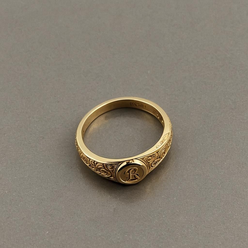 18k Gold Ring with Engraved Initials