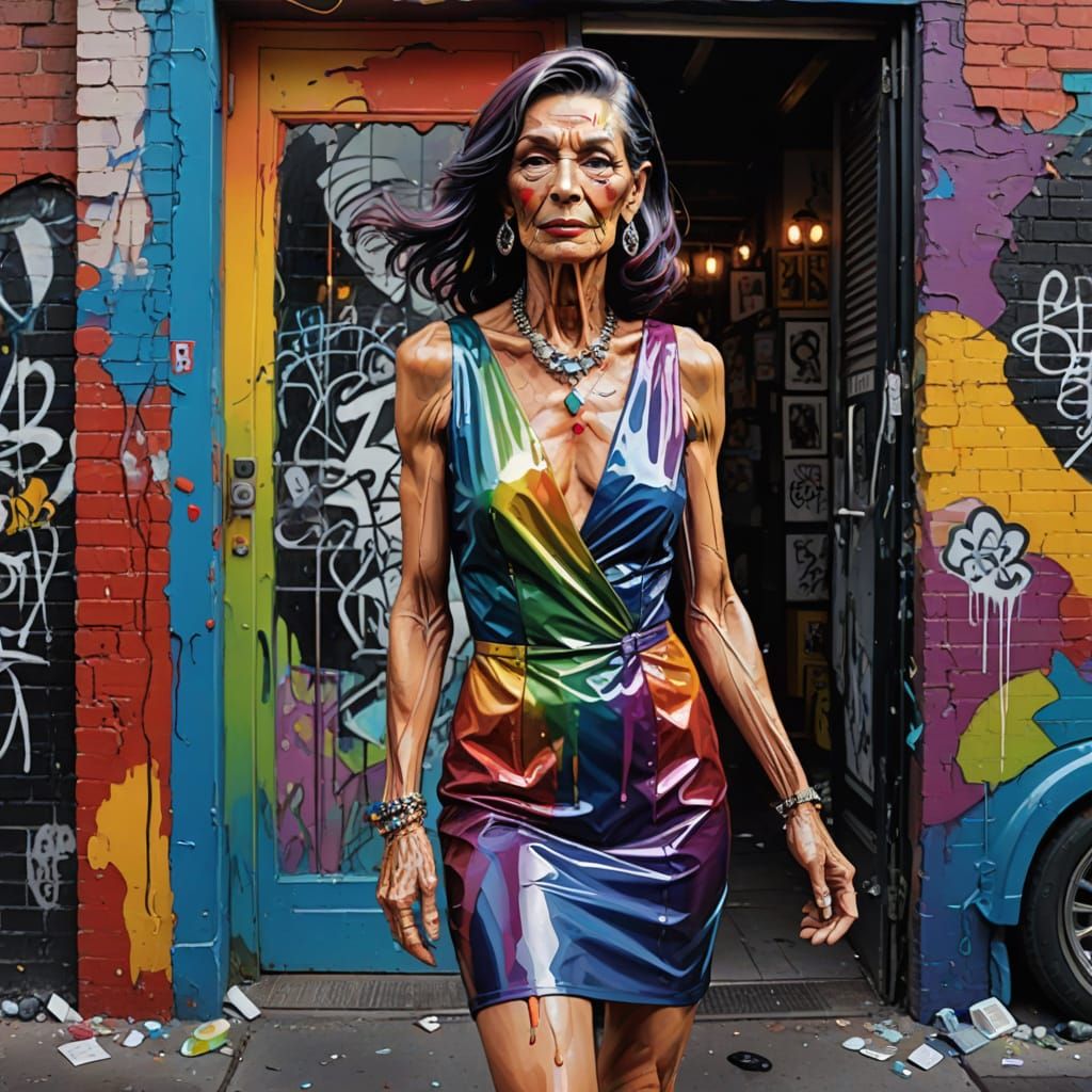 Glamorous Transgender Woman in Street Art Style