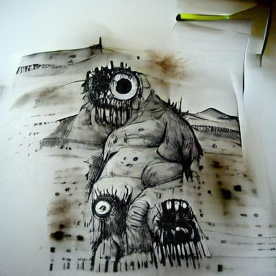 Bloody Eyed Monster: A Post-Apocalyptic Horror Ink Drawing