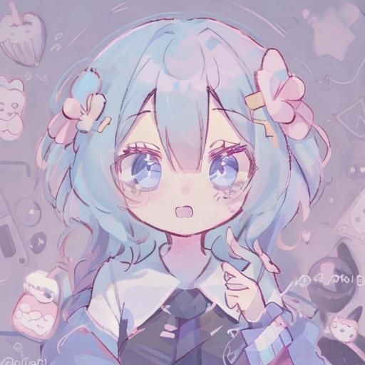 Cute Glowing Chibi Girl in Anime Style