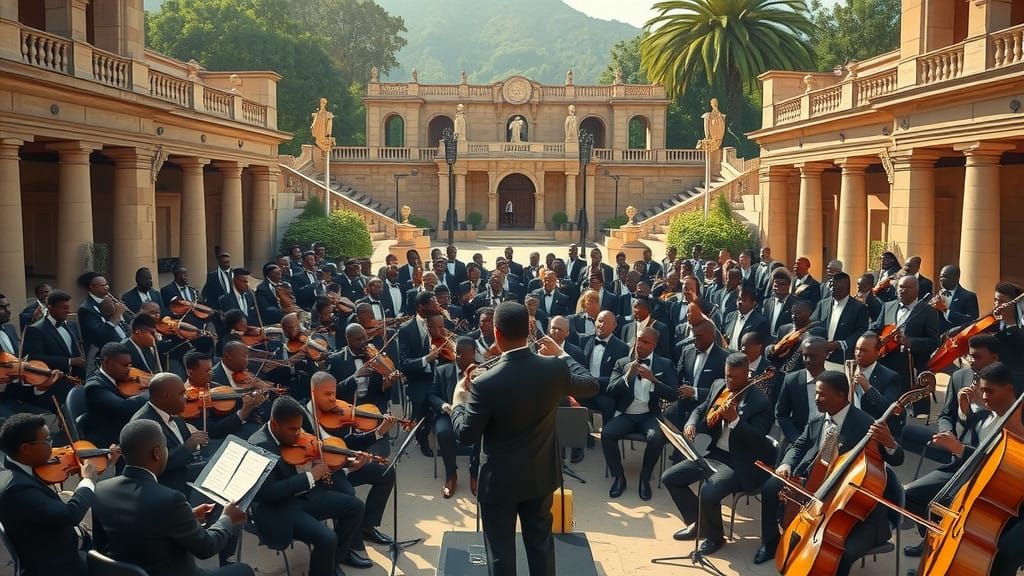 Elegant Outdoor Orchestra Performance in a Kenyan Amphitheat...