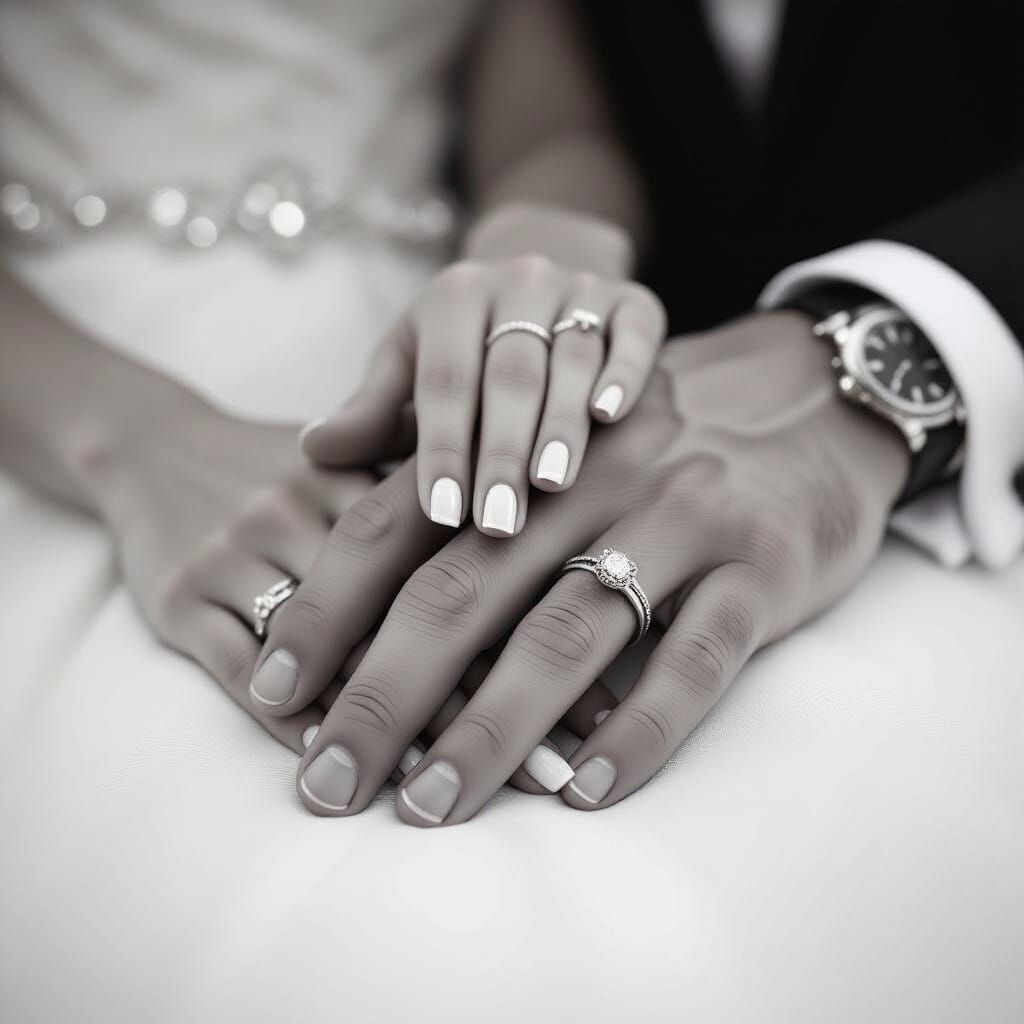 Elegant Black and White Wedding Rings Photo
