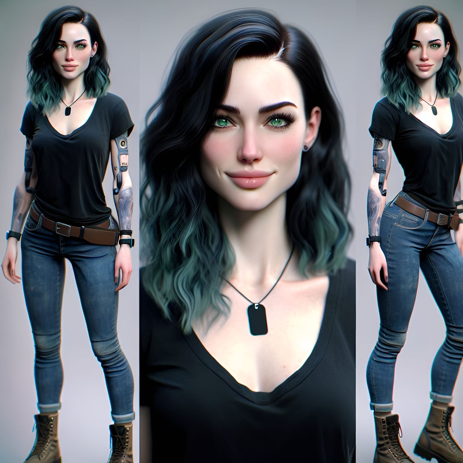 Cyberpunk Girl Portrait with Tattoos, Professional Photograp...