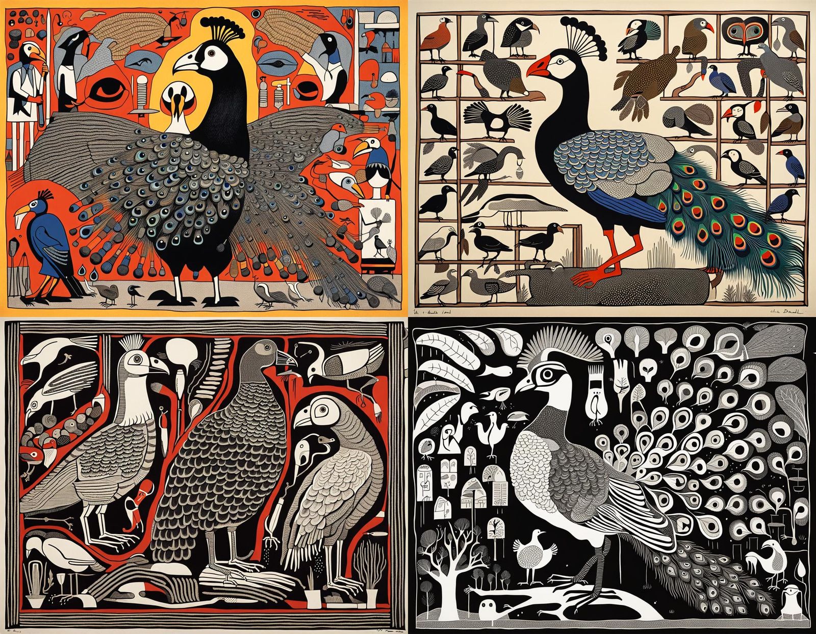 Surreal Peacock Puffin Homunculus: Dadaist Dreamscape