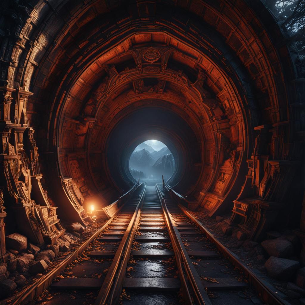 Fingers of Victory in Tunnel, Detailed Matte Painting