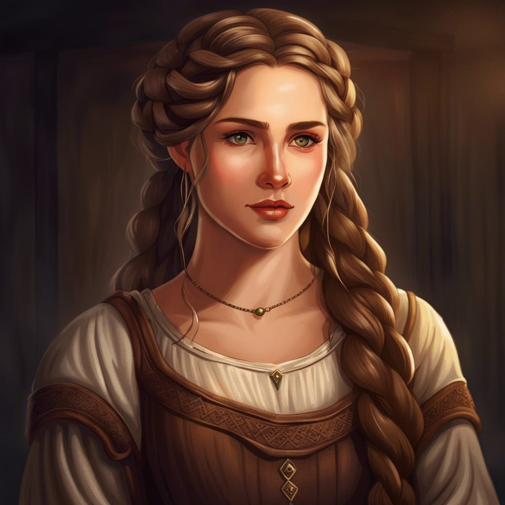 Beautiful Woman with Braid in Medieval Dress