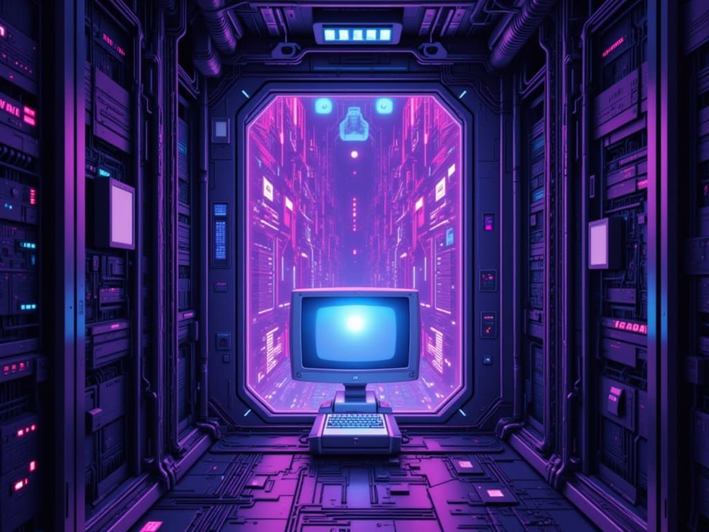 Mystical Digital Realm with Glowing Portal