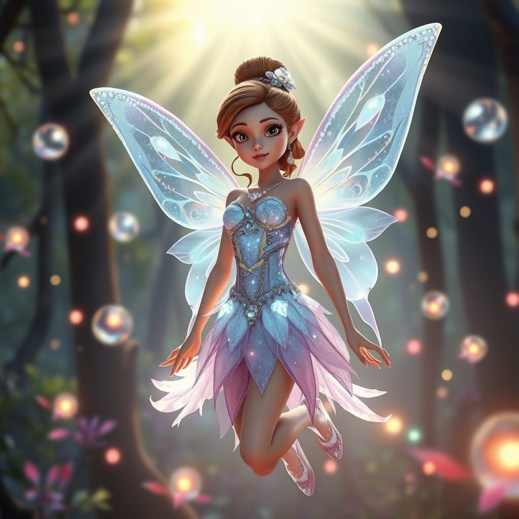 Enchanting Fairy Queen in Mystical Forest: Pixar Style