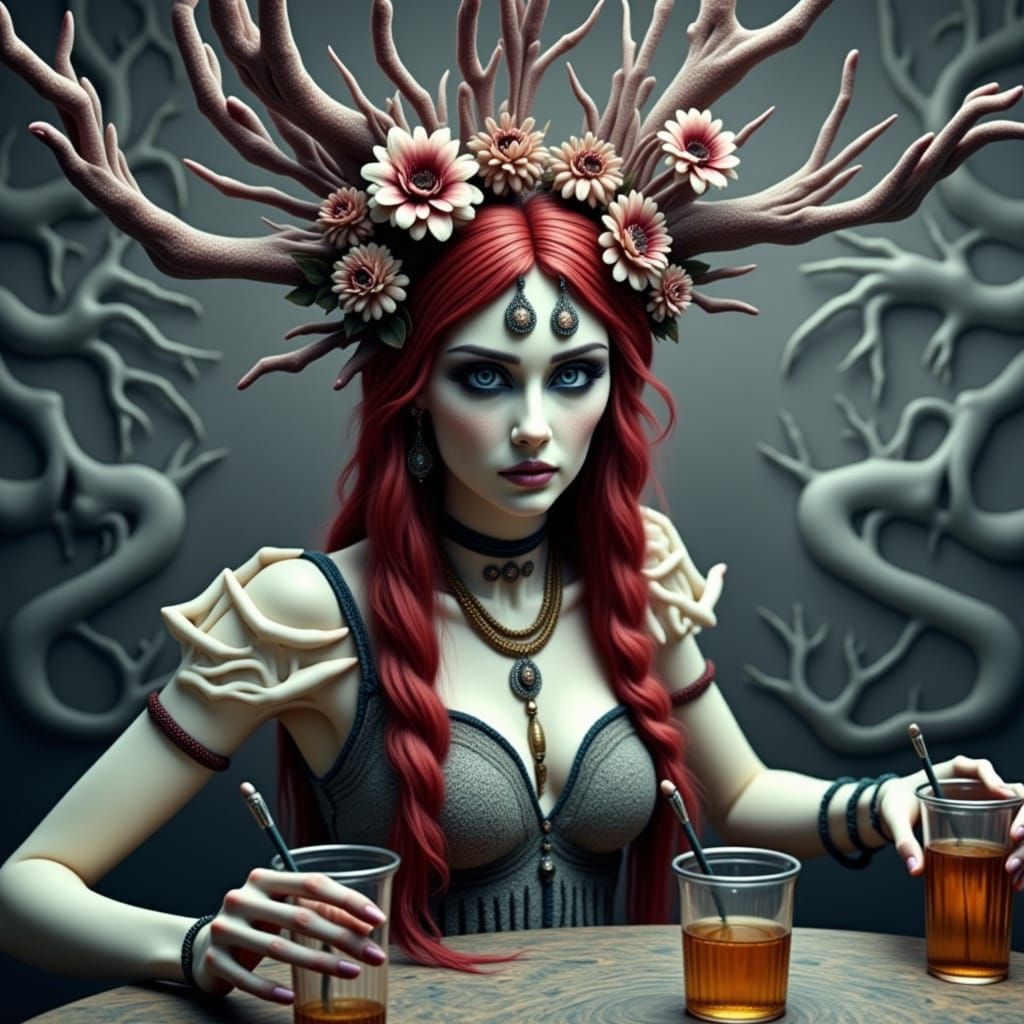 Red-Haired Gypsy Fortune Teller in Digital Painting