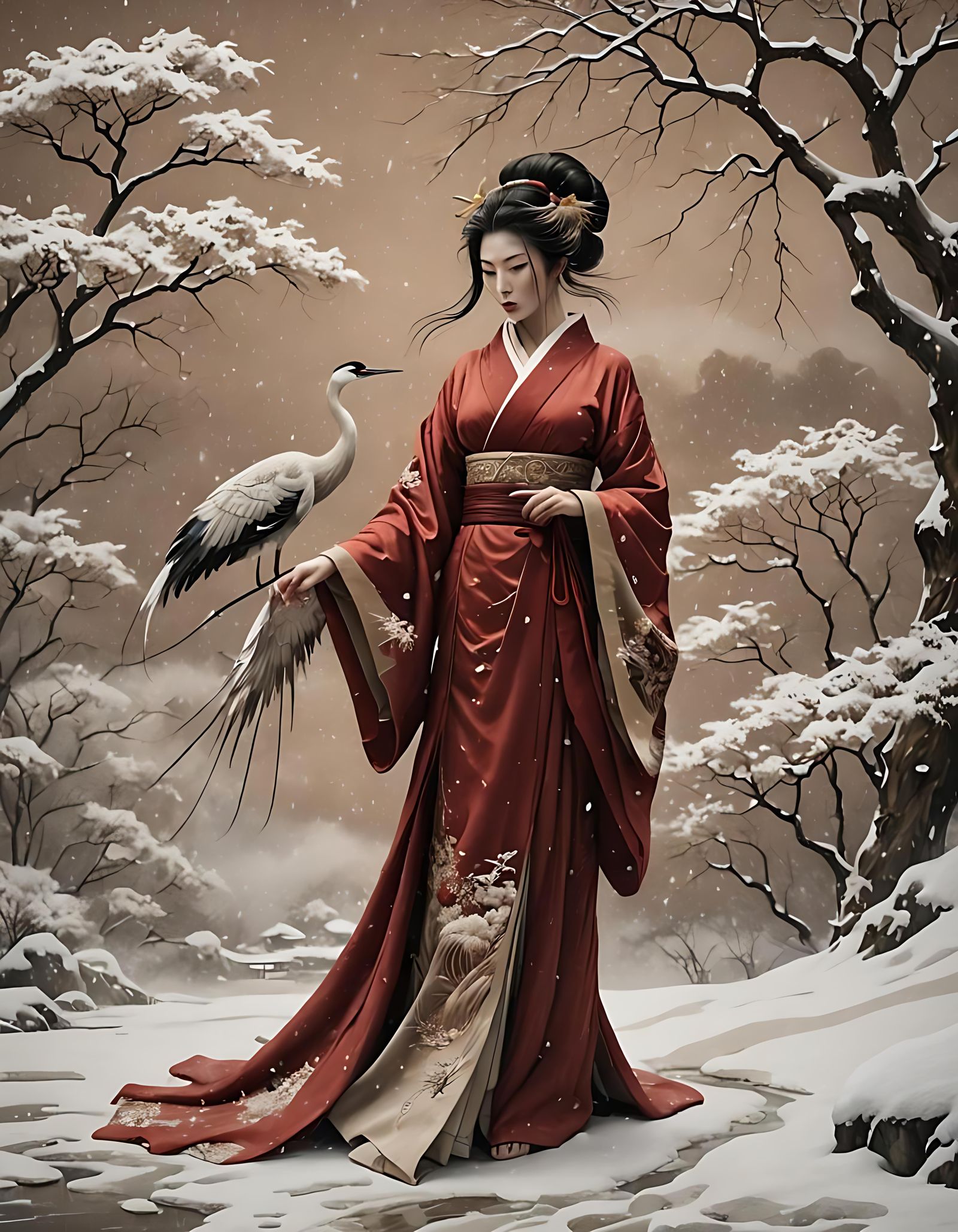 TOP 5% Geisha With White Crane