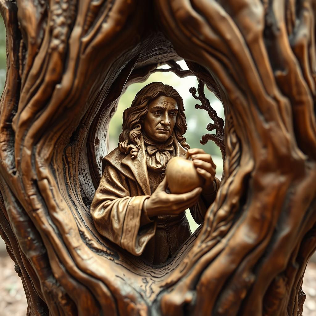 Newton's Apple: Intricate 3D Wood Carving